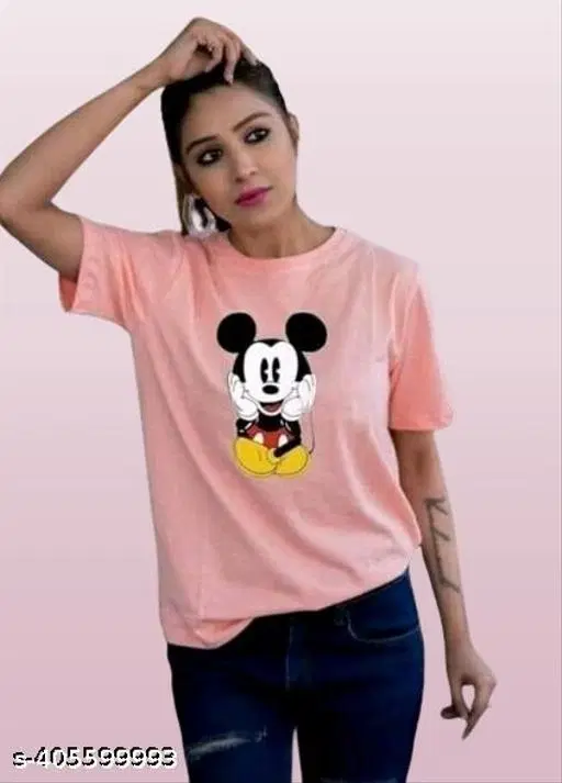 Cotton Blend T-shirt for Women, Pink (S)