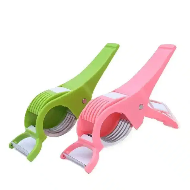 5 In 1 Vegetable Cutter, Pack of 2, Green & Pink