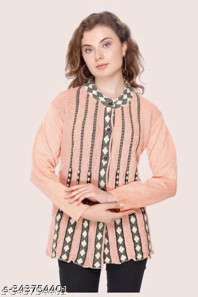 Woolen Sweaters for Women (Peach, M)