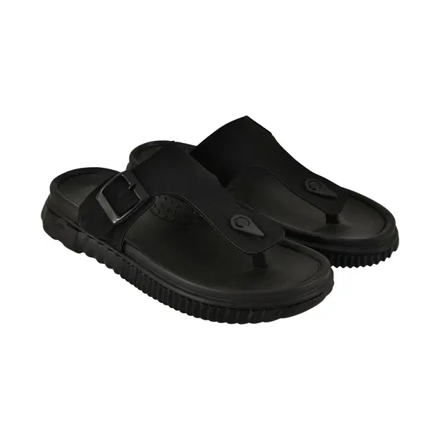 Slip On Slippers for Men (Black, 8)