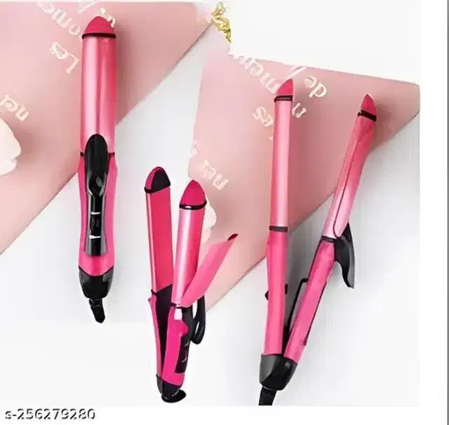 2 in 1 Hair Straightener & Roller, Pink, 50 W