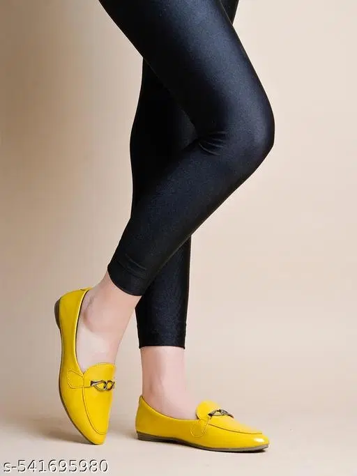 Patent Leather Ballerinas for Women (Yellow, IND-3)