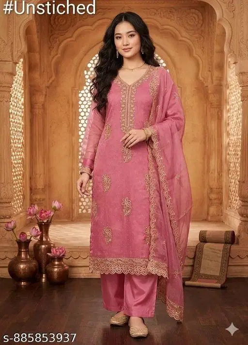 Embroidered Floral Palazzo Suit for Women (6.05 meter (M)