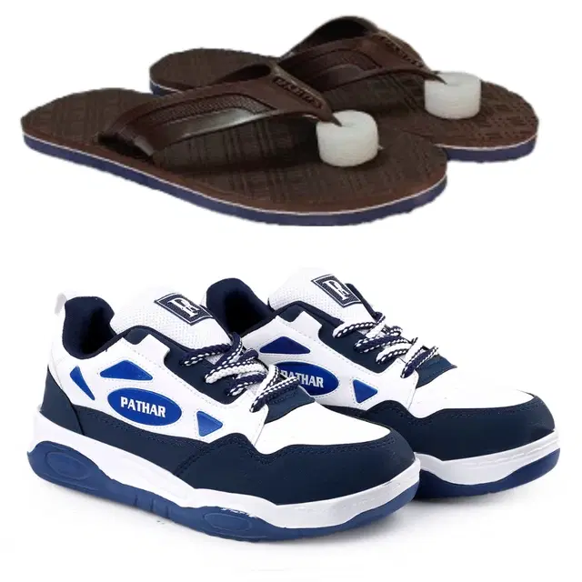 Combo of Flipflops with Sports Shoes for Men, Set of 2 (Multicolor, 7)