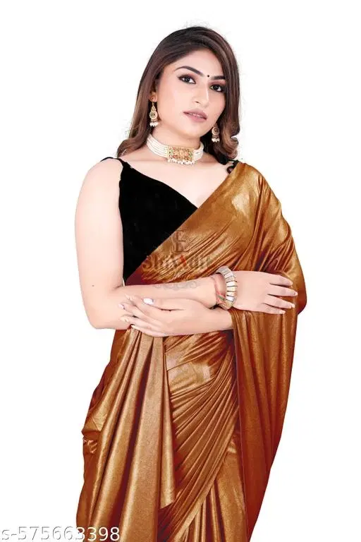 Lycra Solid Saree For Women, Multicolor