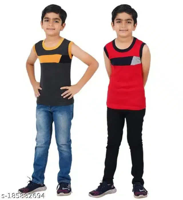 Innerwear for Boys, Pack of 2 (Grey & Red, 3-4 Years)
