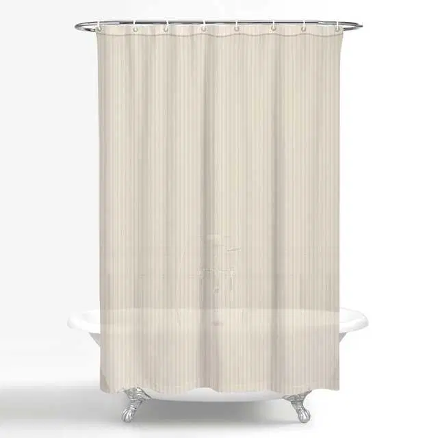 Waterproof Shower Curtain for Bathroom with 8 Hooks, White, W-90