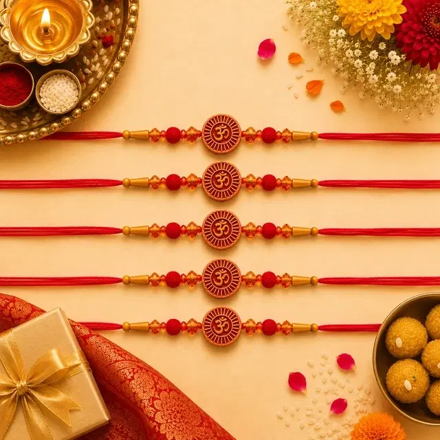 Om Rakhi for Brother, Combo Pack of 5