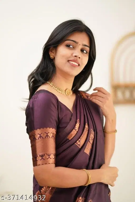Banarasi Silk Saree for Women (Purple, Free Size)