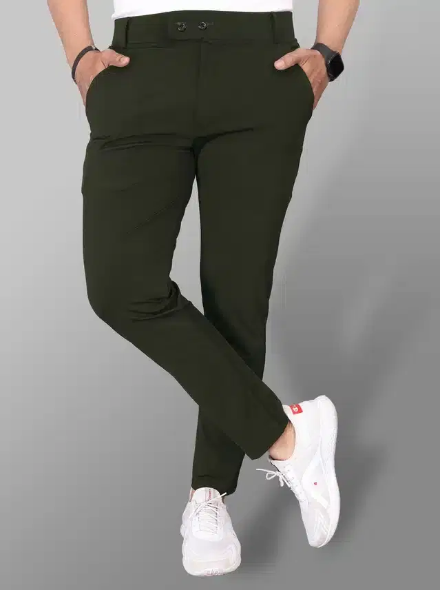 Lycra Blend Trouser for Men (Bottle Green, 36)