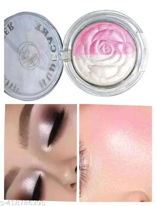2 in 1 Face Highlighter, Pink & Silver