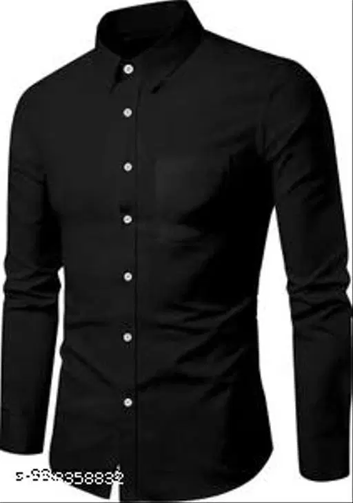 Solid Shirt for Men (Black, M)