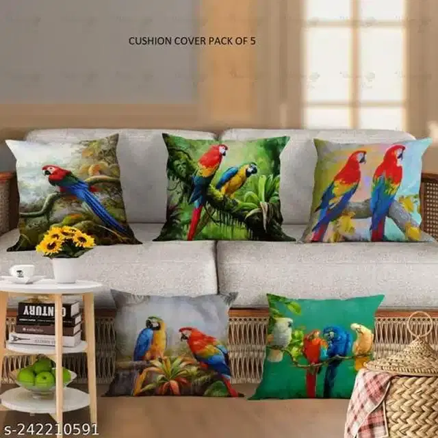 Cushion Cover for Home, Multicolor, 16x16 inches, Pack of 5