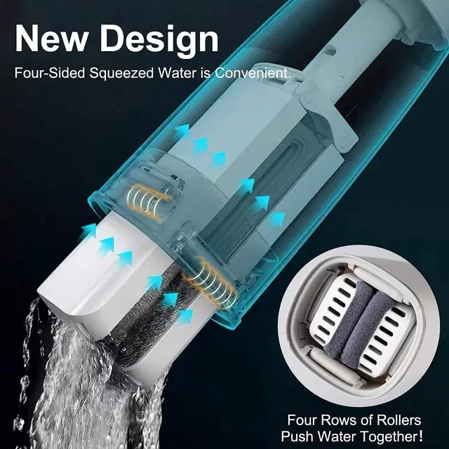 ABS Plastic Portable Mini Sponge Mop, Grey
