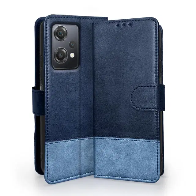 Artificial Leather Mobile Flip Cover for Oneplus Nord Ce2 Lite 5G, Blue