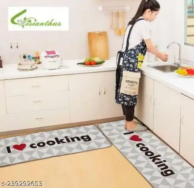 Anti Slip Kitchen Mat, Multicolor, Pack of 2