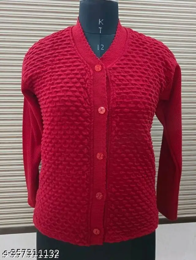 Woolen Sweater for Women (Dark Pink, M)