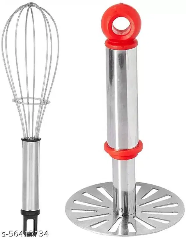 Egg Whisk with Masher, Multicolor, Set of 2