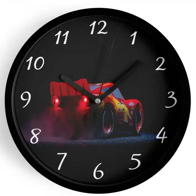 Analog Cars Wall Clock for Home, Black, 7 Inches