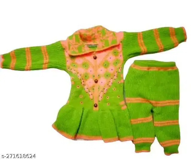 Woolen Sweater & Pant for Girls (Multicolor, 3-6 Months)