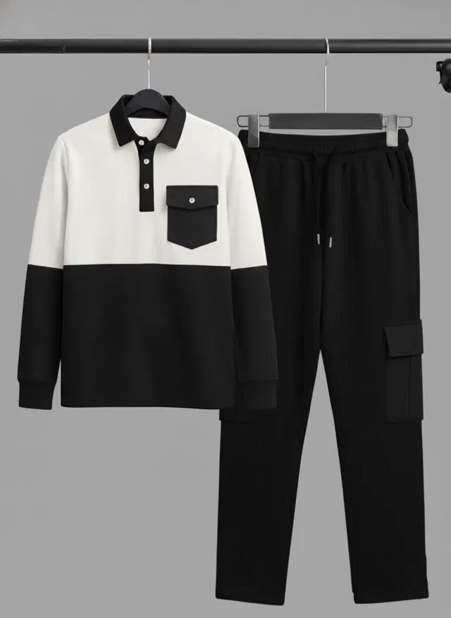 Solid Night Suit For Men  Black , (M)