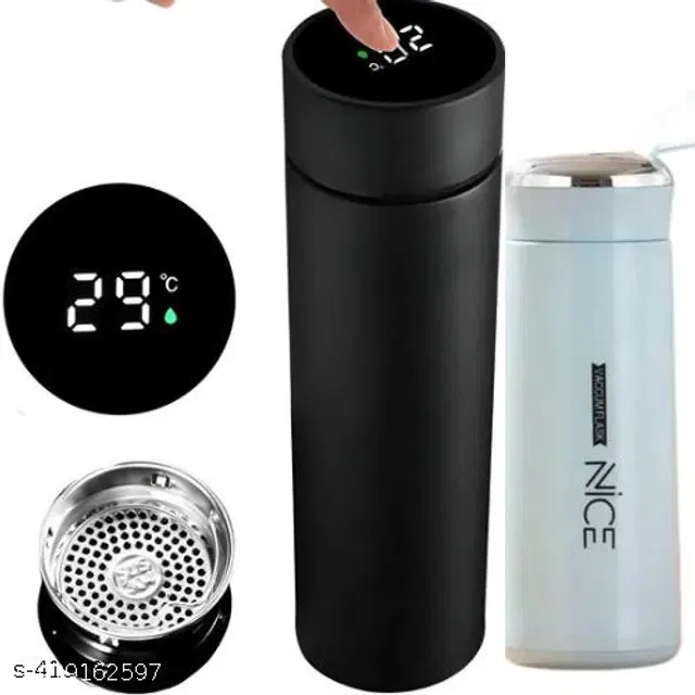 Stainless Steel with LED Temperature Display Water Bottle, Multicolor, 500 ml, Pack of 2