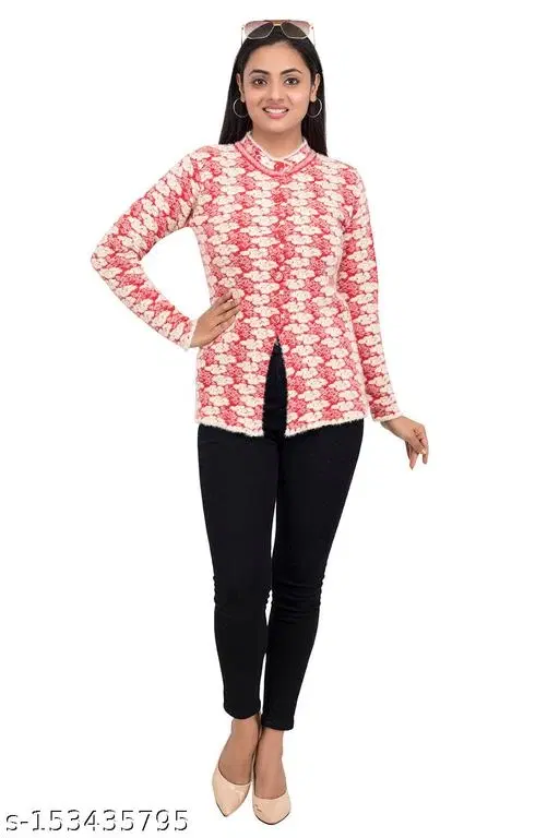 Woolen Sweater for Women (Red, L)