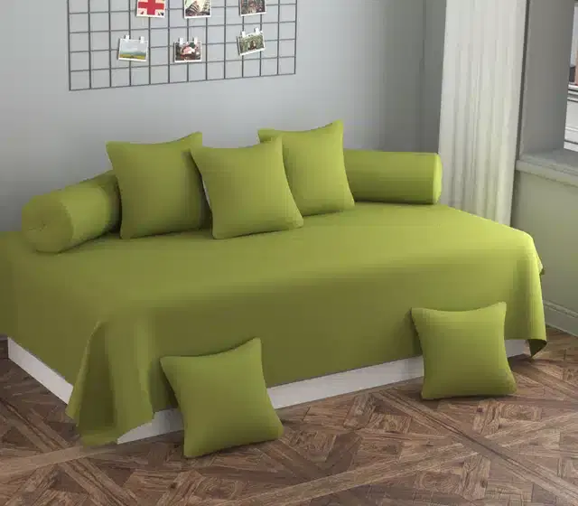 Microfiber Diwan Cover Set, Green, Pack of 8