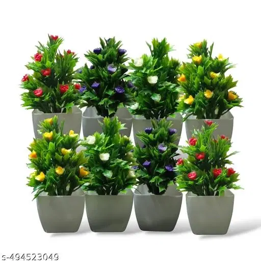 Plastic Artificial Flowers, Multioclor, Pack of 8