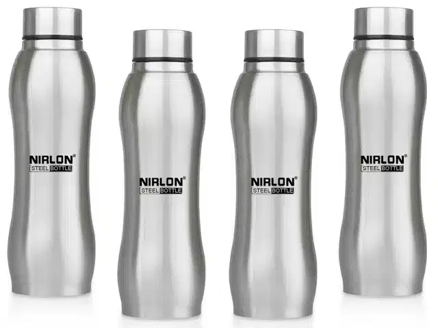 Stainless Steel Insulated Single Wall Water Bottle, Pack of 4, Silver, 750 ml