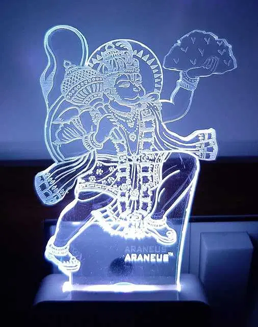 Unicept Hanuman Ji 3D Illusion Designe Extremely 7 Color Changing Night Lamp, Multicolor, NE-29