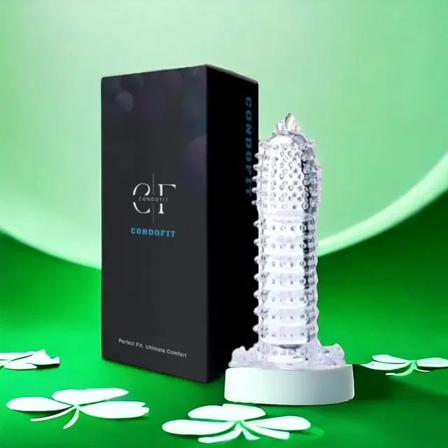 Crystal Dotted Reusable Condom for Men, Transparent
