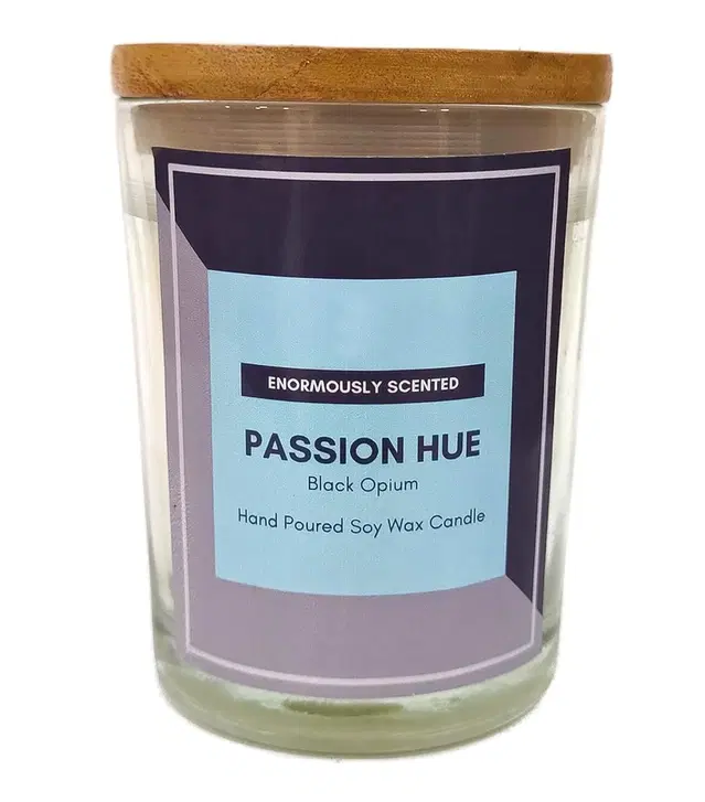 Floish Decor Premium Scented Soy Wax Frosted Glass Candle with Wooden Lid