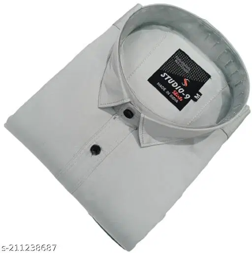 Cotton Blend Solid Shirt for Men, Silver (XL) Pack of 1