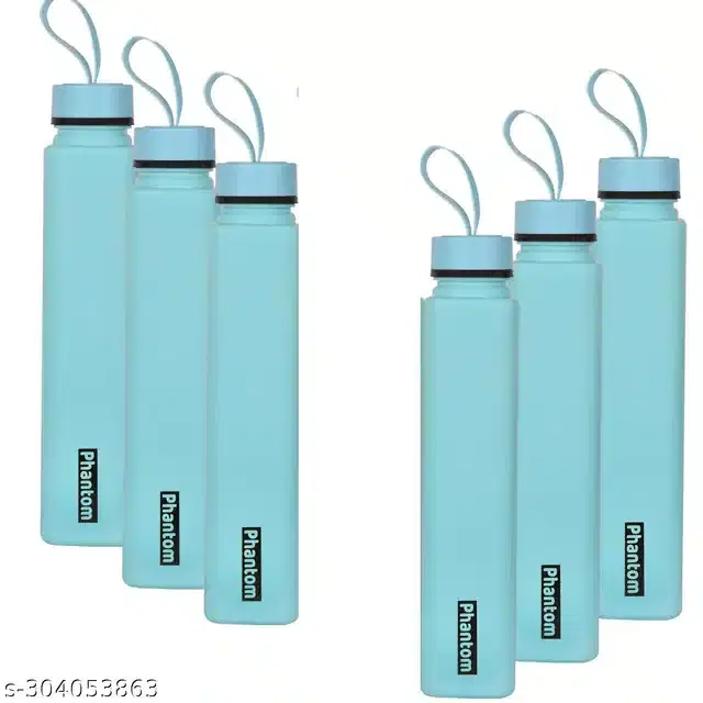 Plastic Water Bottles Set, Pack of 6, Blue, 1000 ml