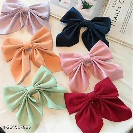 Satin Hair Clips for Women, Pack of 6 (Multicolor)