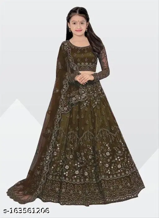 Lehenga Choli for Girls (Green, 12-13 Years)