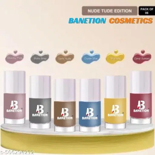 Banetion Matte Nail Polish, Multicolor, Pack of 6