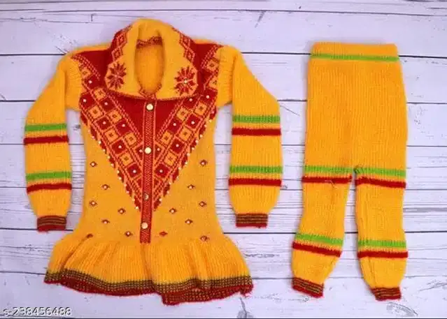 Woolen Sweater & Pant for Girls (Multicolor, 1-2 Years)