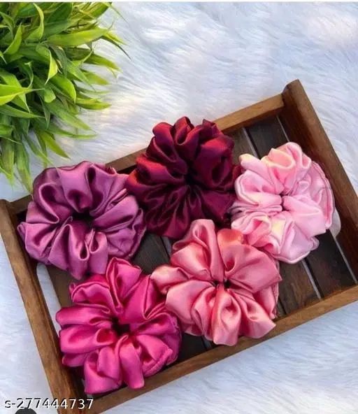 Pure Silk Scrunchies for Women, Pack of 12 (Multicolor)
