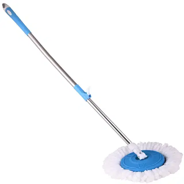 Spin Mop Extendable Handle with Microfiber Refill, Set of 2, Blue & White