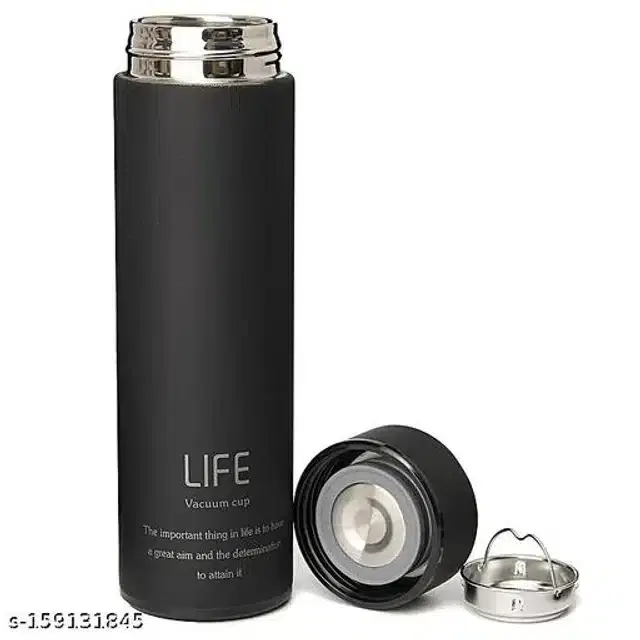 Life Stainless Steel Thermo Vacuum Flask, Black, 450 ml