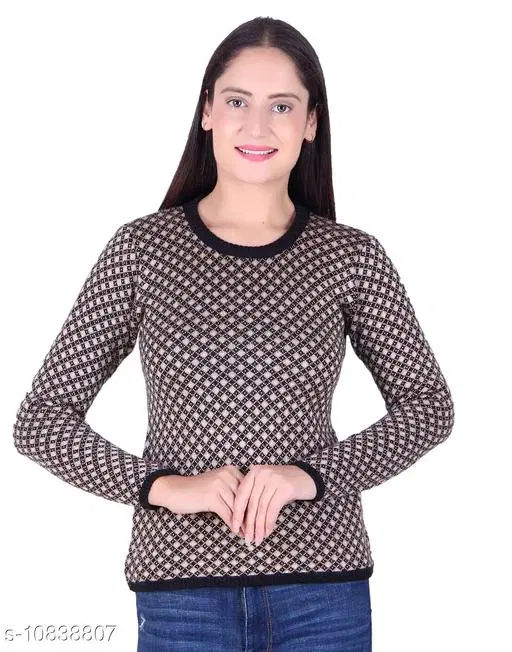 Acrylic Solid Sweater for Women (Black, XXL)