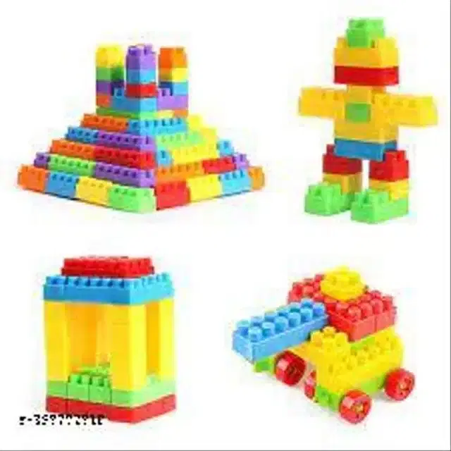Plastic Block Toys for Kids, Multicolor, Set of 60