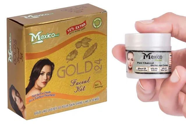 Maxico Herbs Gold Facial Kit with Charcoal Under Eye Cream, Pack of 2