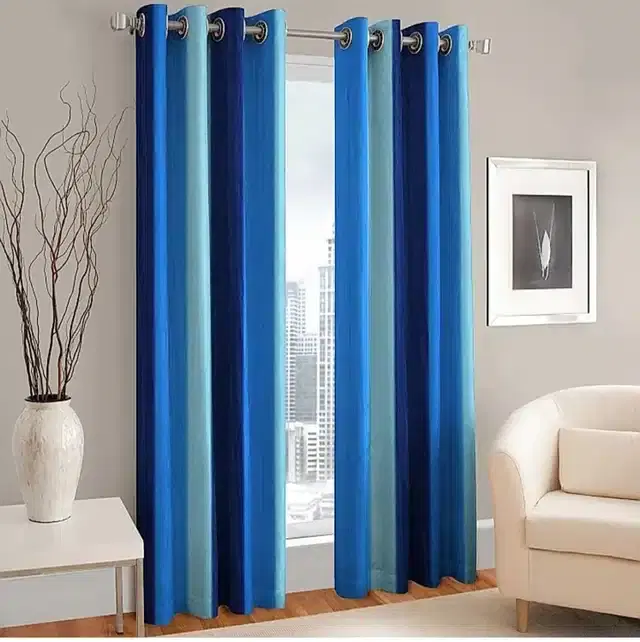 Door Curtains, Pack of 2, Blue, 4x7 feet