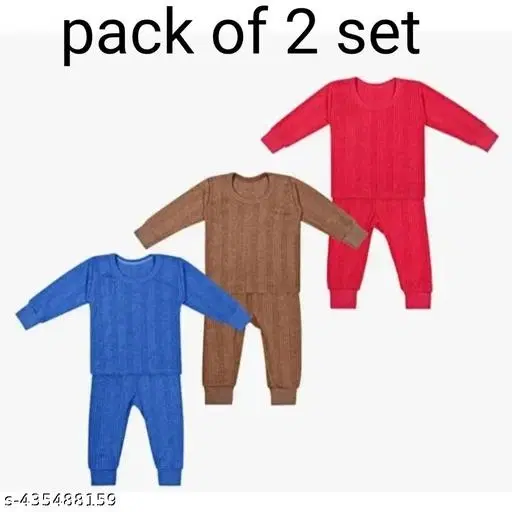Woolen Thermal Set for Kids, Set of 2 (Multicolor, 0-3 Months)