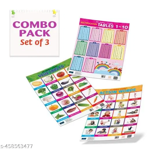 Bookford Publications My small chart Action Words, Vegetables & Tables (Set of 3)