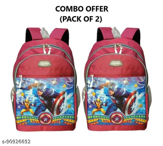 Canvas Backpacks for Kids, Maroon, 34 L, Pack of 2