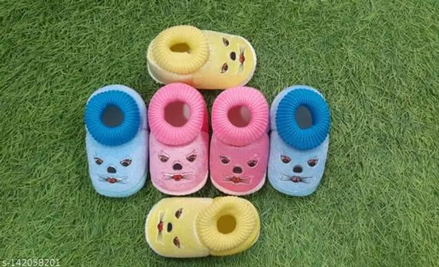 Booties for Infants, Pack of 3 (Multicolor, 0-3 Months)